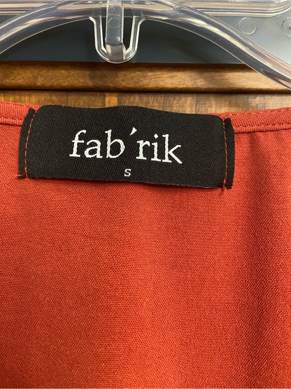 fab'rik Rust Orange Smocked Waist V-Neck Long Sleeve Top - Picture 2 of 3